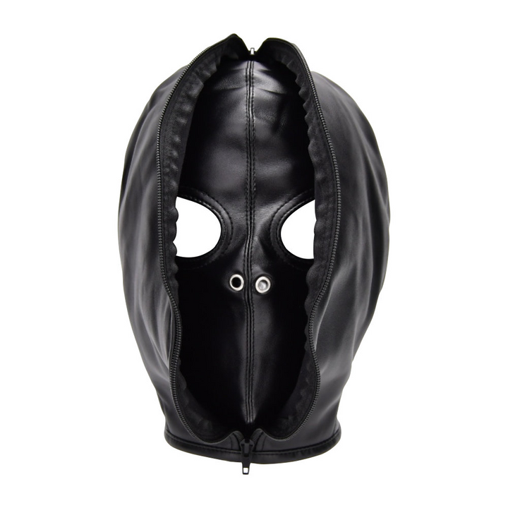 Open eyed BDSM hood med lynlås til sanseleg