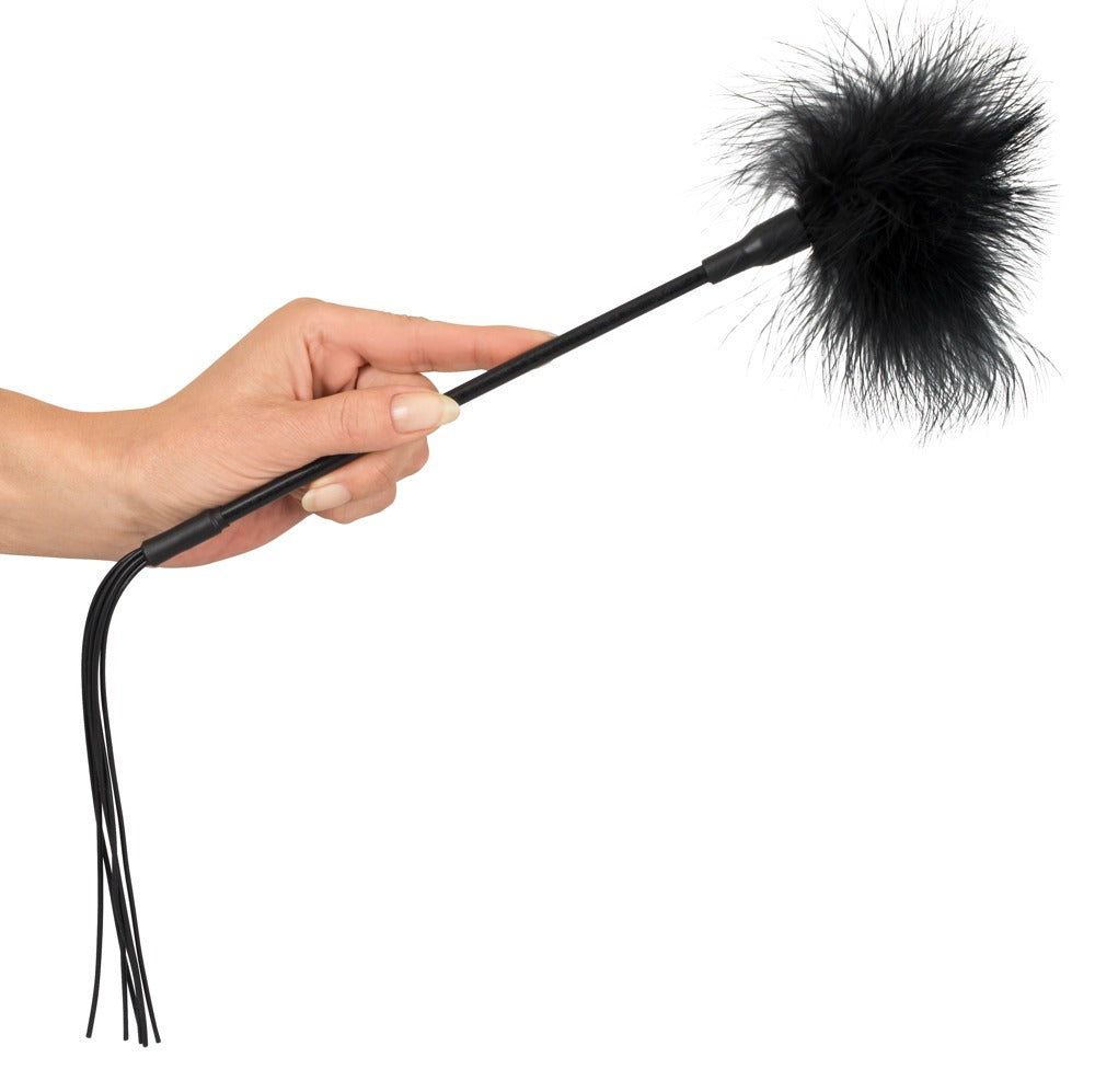 Sort bondage-sæt med hook-and-loop håndjern og blindfold
