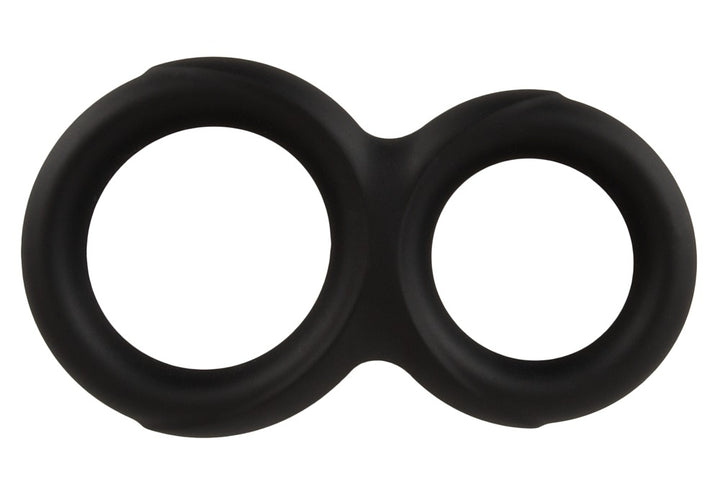 Sort penisring og testikelring med elastisk silikonepasform