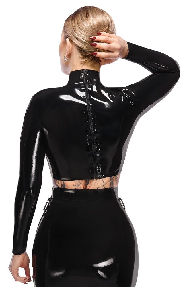 LateX top med høj krave og bryståbent design