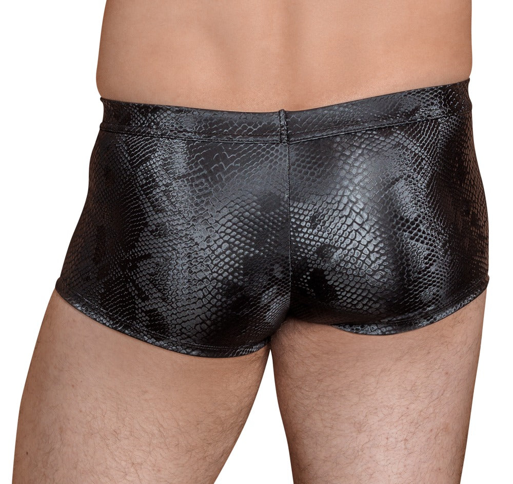 Sorte boxershorts til mænd med diskret slangeskindsinspireret mønster