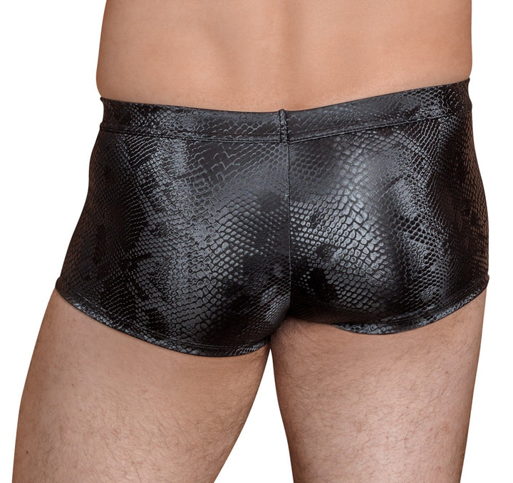 Sorte boxershorts til mænd med diskret slangeskindsinspireret mønster