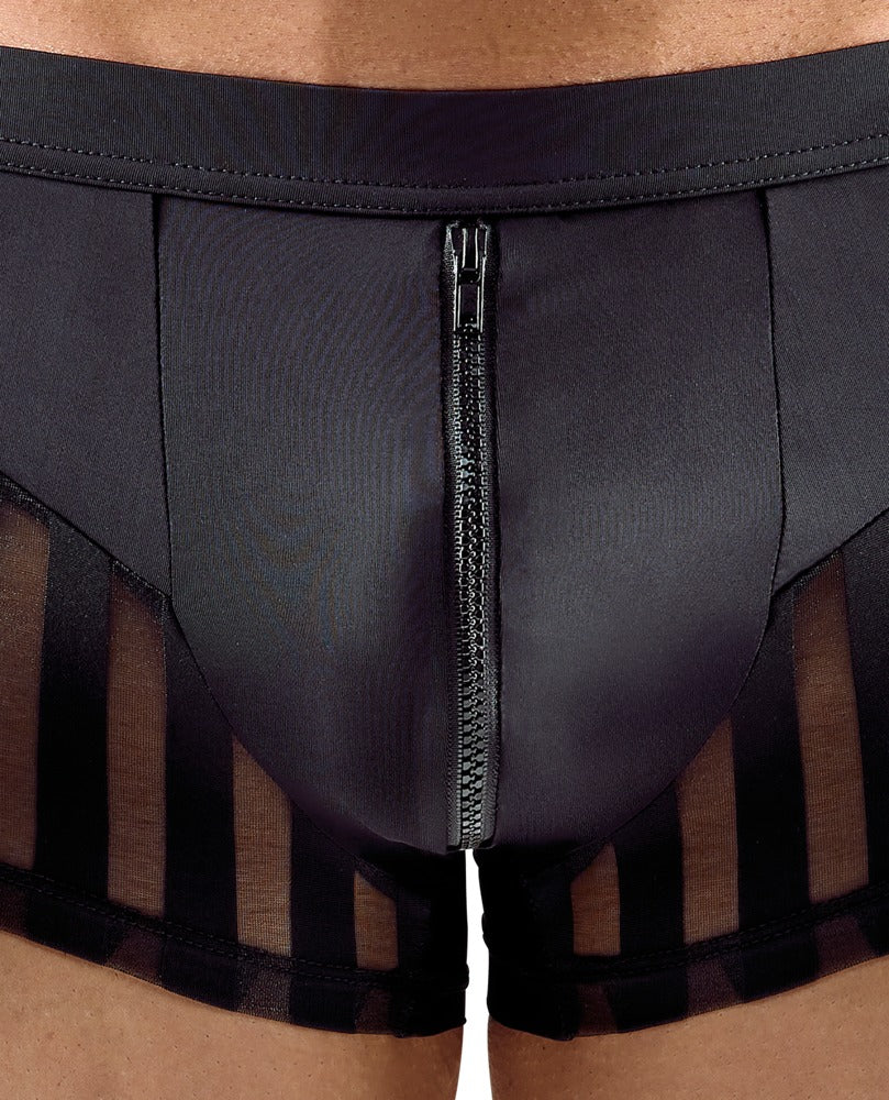 Sorte boxershorts til mænd med transparente stribeindsatser