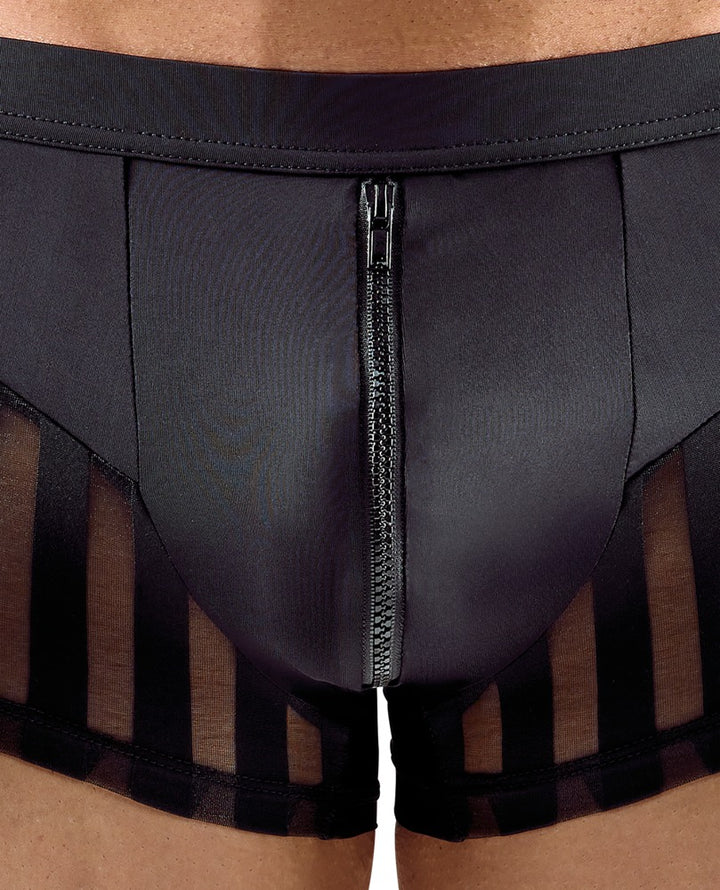 Sorte boxershorts til mænd med transparente stribeindsatser