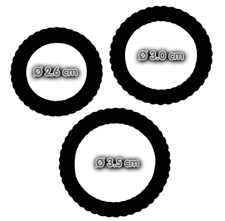 Sorte cock rings med riller og kompakt ikke-vibrerende design