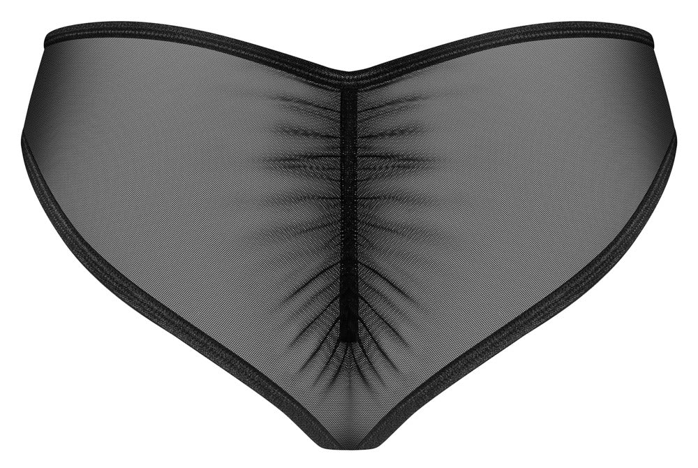 Sorte mesh-trusser med elegant blonde- og broderiindsats foran