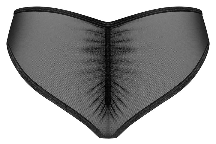 Sorte mesh-trusser med elegant blonde- og broderiindsats foran