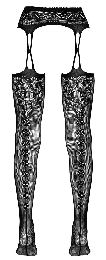Sorte tights med bagsøm og forstærket tå
