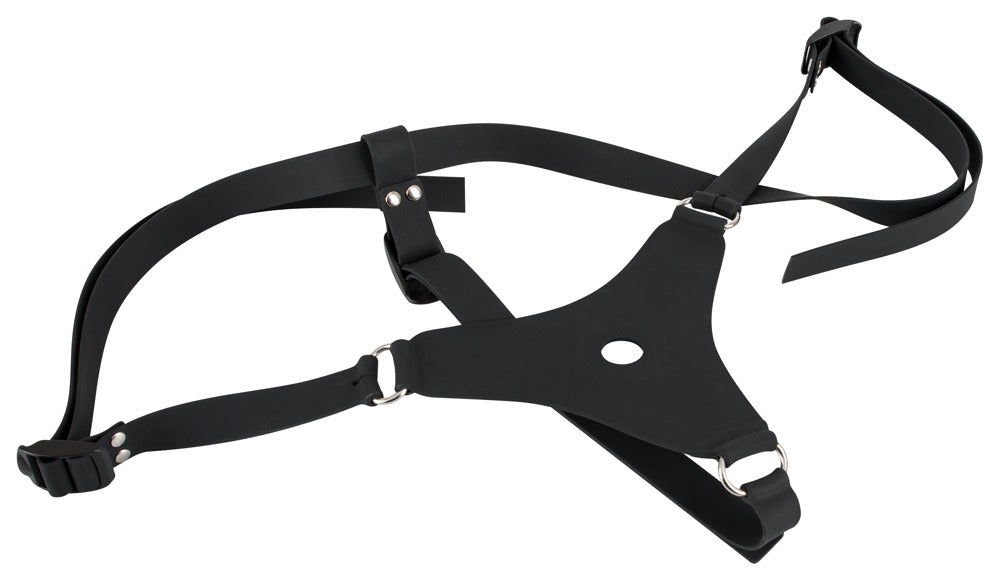 Justerbart harness med realistisk sort dildo fra You2Toys