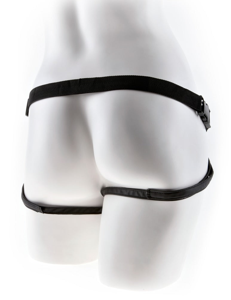 Strap-on harness med åben front og bred pasform