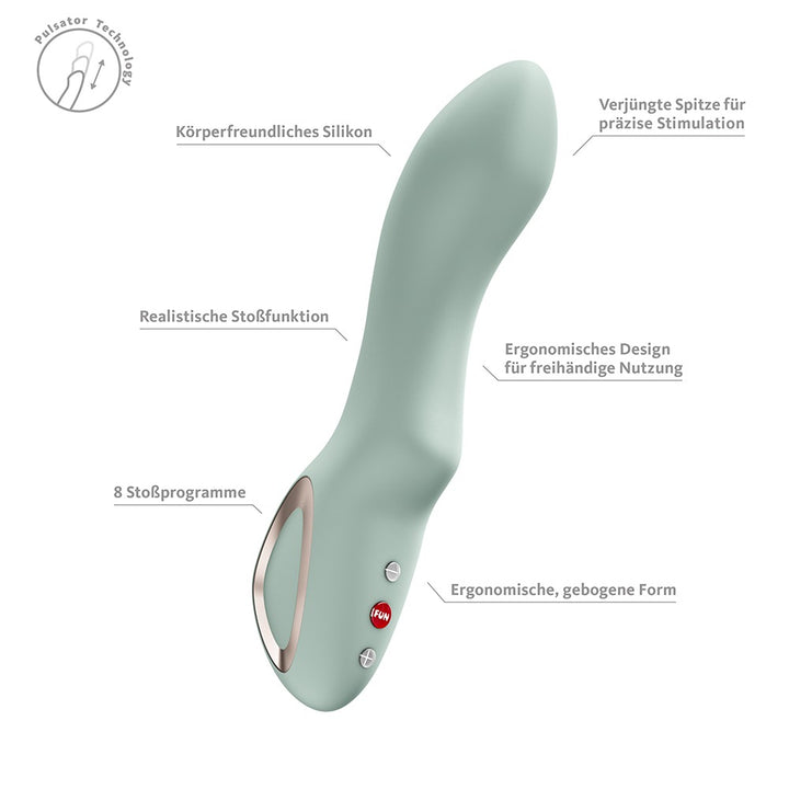 Genopladelig thrusting vibrator i silikone, PC og ABS fra Fun Factory