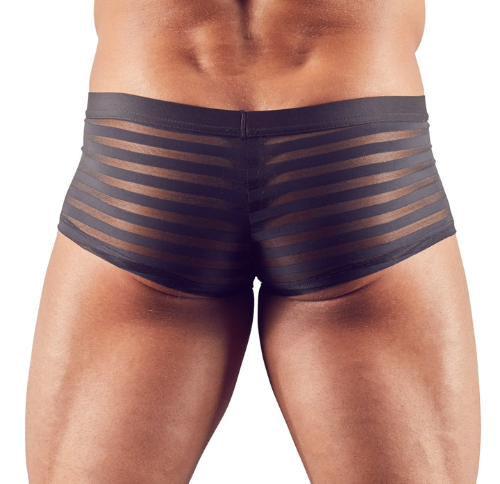 Bagsiden af tætsiddende sorte Svenjoyment-boxershorts