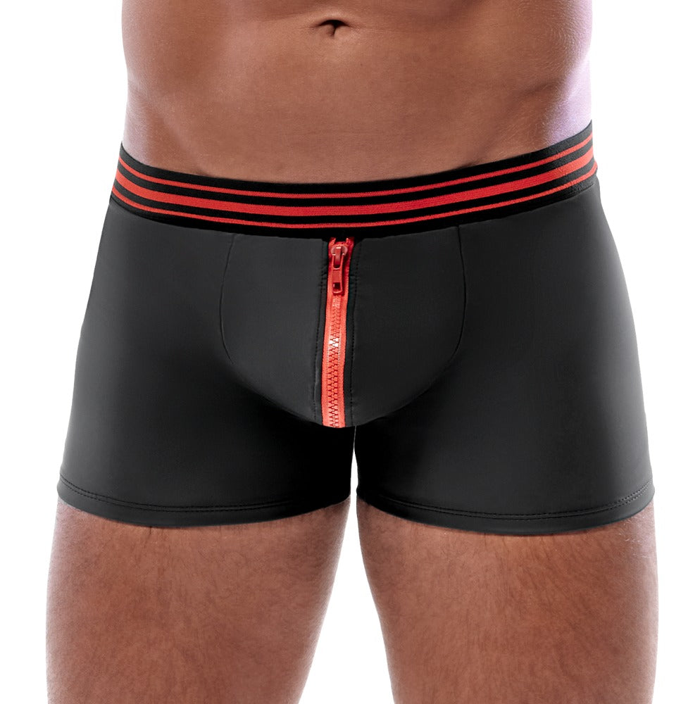 Svenjoyment sorte boxershorts med rød frontlynlås