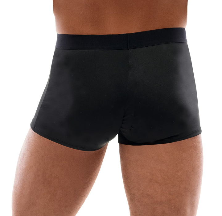 Bagsiden af tætsiddende sorte Svenjoyment mikrofiber-boxershorts