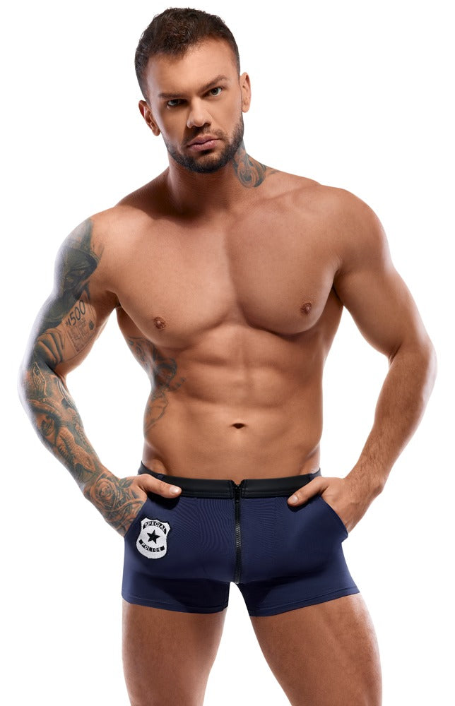 Svenjoyment Police boxershorts i marineblå med sort linning