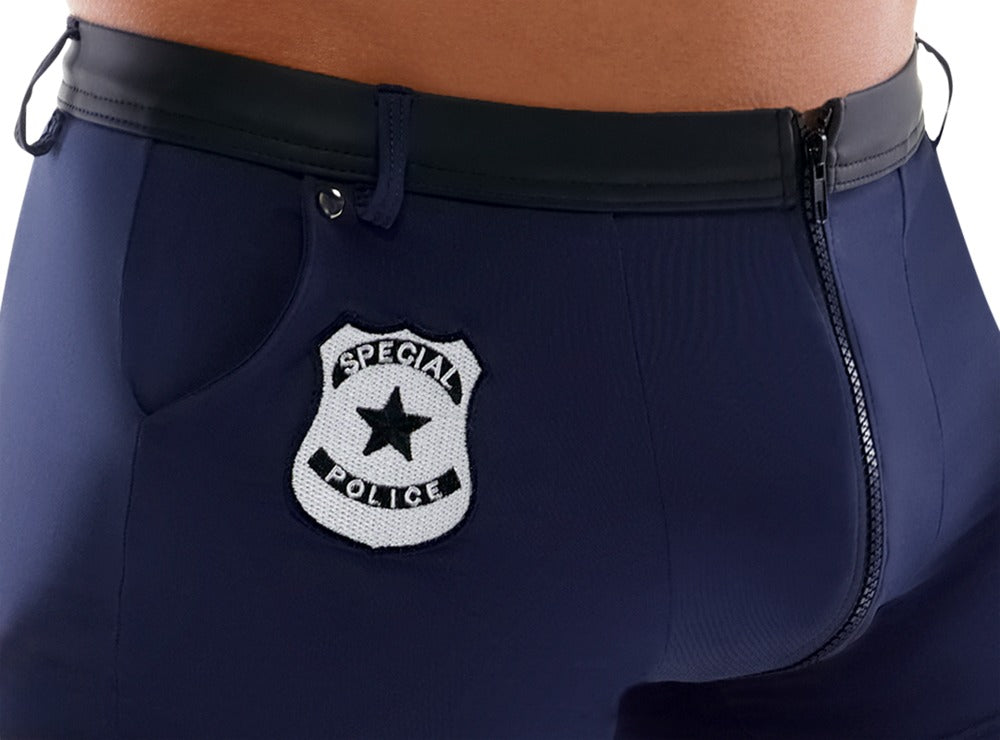Forsiden af Svenjoyment politi-inspirerede underbukser med emblem