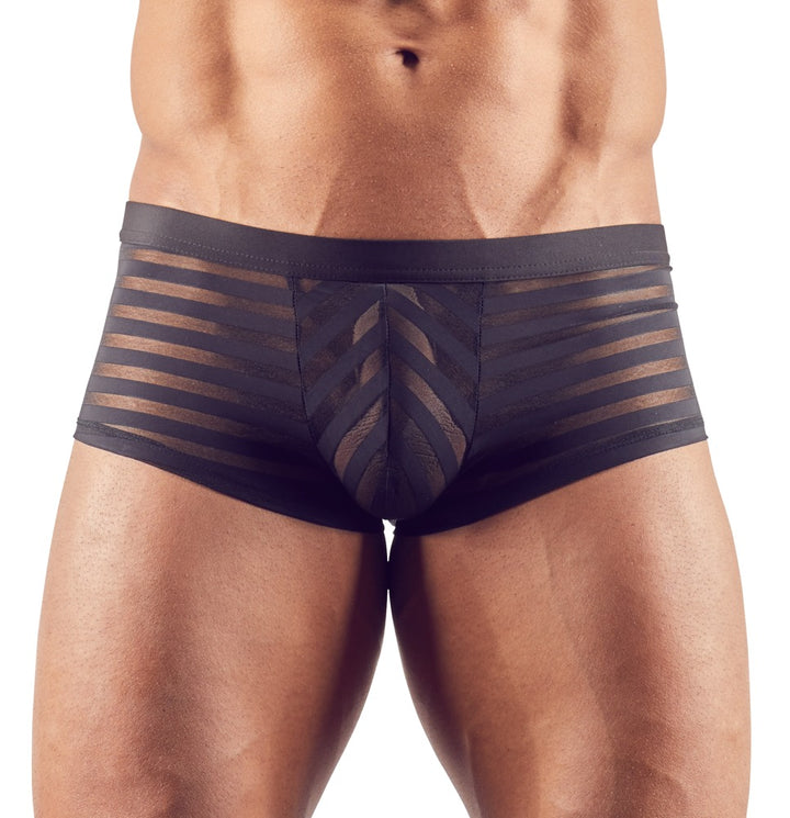 Svenjoyment semi-transparente sorte boxershorts med vævede striber