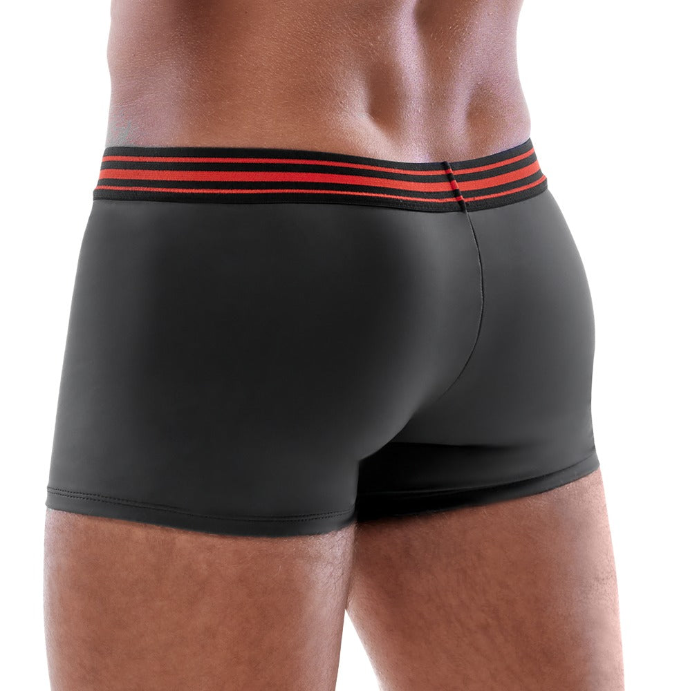 Bagsiden af tætsiddende sorte Svenjoyment-boxershorts