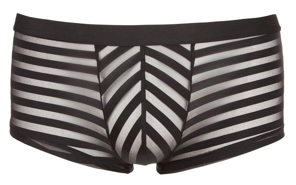 Sorte boxershorts til mænd med dækkende og transparente striber