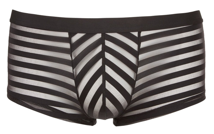 Sorte boxershorts til mænd med dækkende og transparente striber