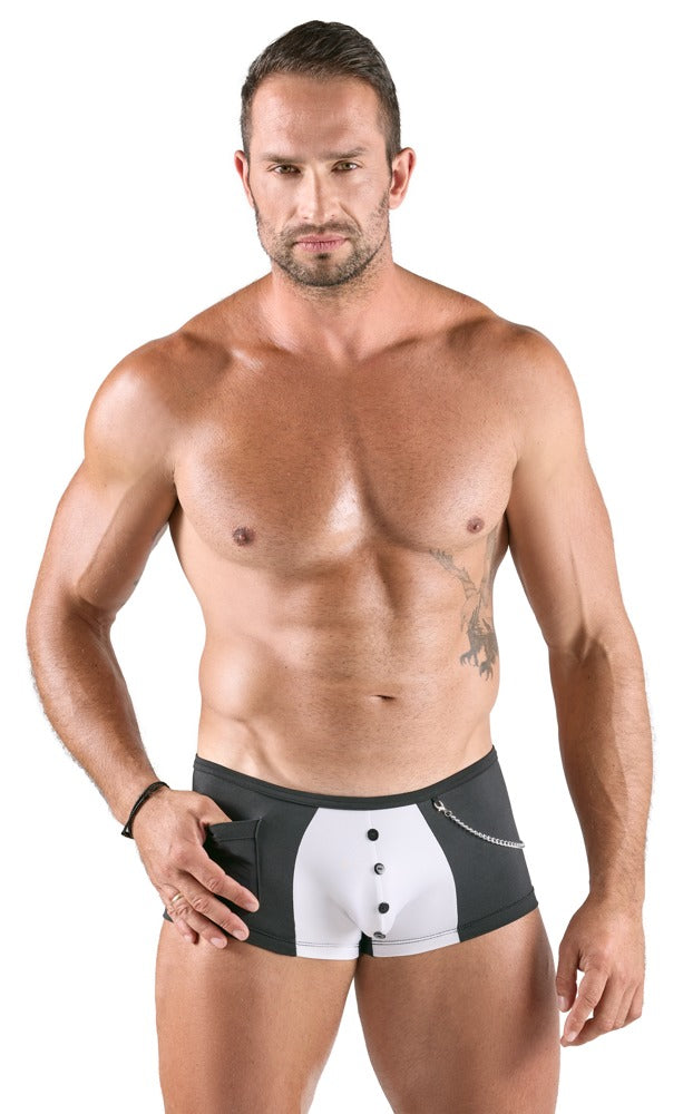 Svenjoyment Waiter boxershorts i sort og hvid med aftagelig kæde