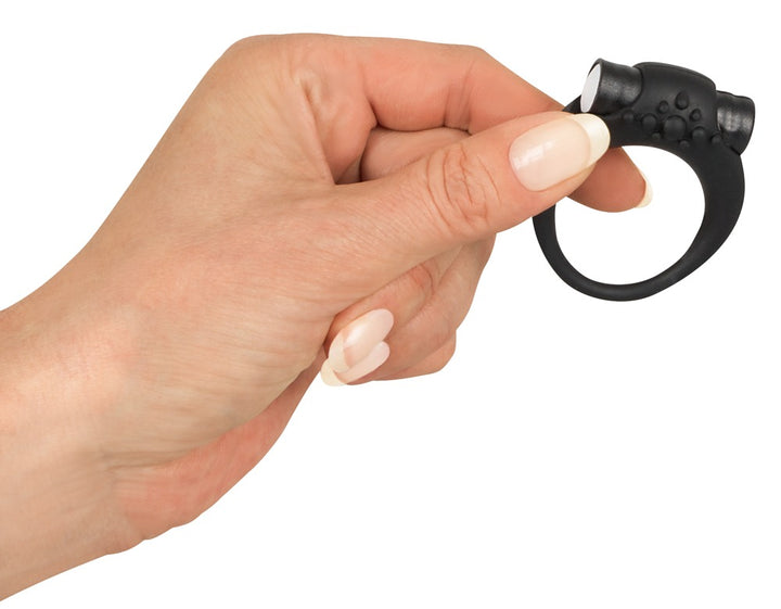 Sweet Smile vibro-penisring i sort silikone med aftagelig bullet