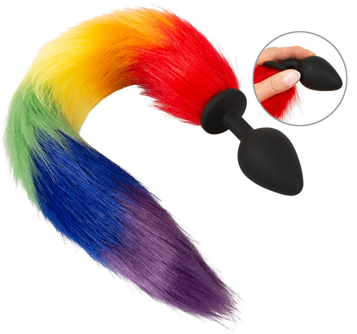 Farverig butt plug til pet play og cosplay