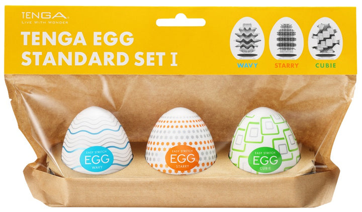 TENGA Egg Standard Set 1 med tre kompakte engangs-masturbatorer