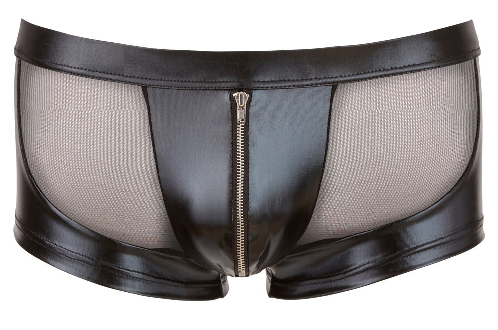 Transparente boxershorts til mænd med blanke wetlook-indsatser