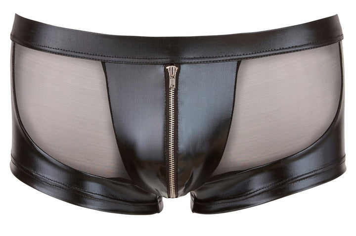 Transparente boxershorts til mænd med blanke wetlook-indsatser