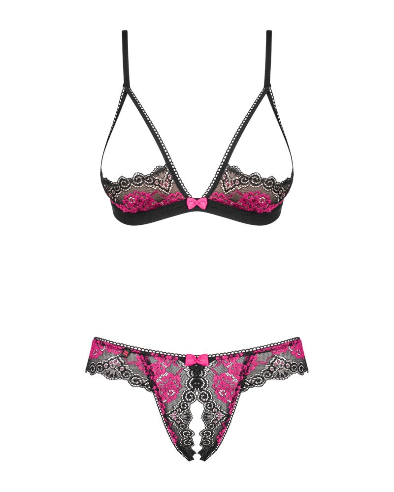 Tulia lingerisæt med åben bh og crotchless string
