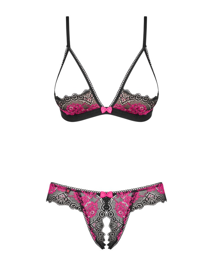 Tulia lingerisæt med åben bh og crotchless string