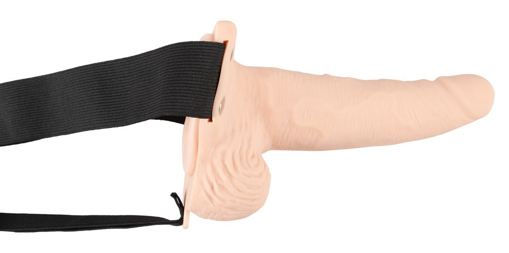Realistisk vibrerende sleeve med fleksibel glans og testikelknap