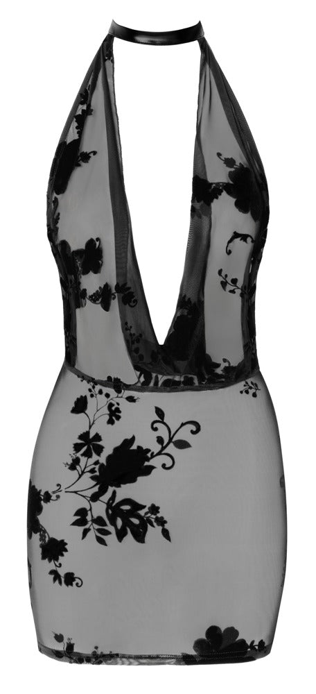 Eksklusiv Noir Handmade mini dress med flock-print
