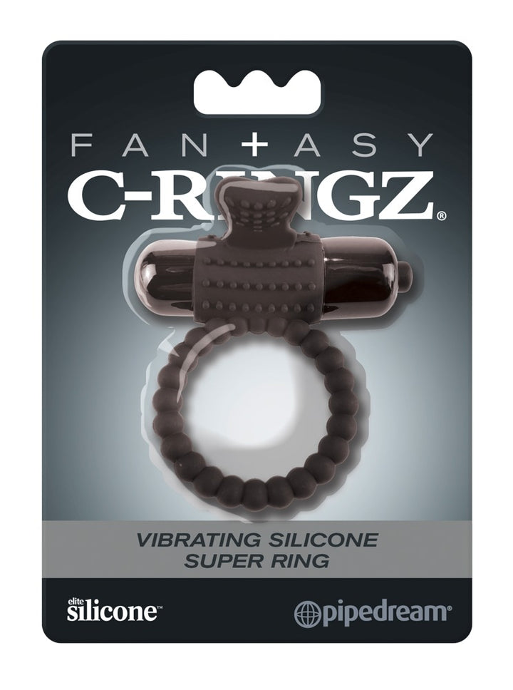 Fantasy C-Ringz Vibrating Silicone Super Ring vibrerende penisring i sort silikone