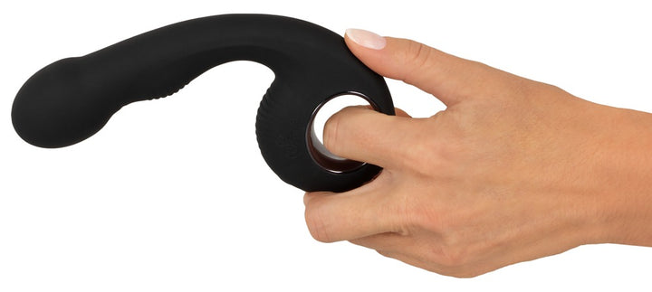 Vandtæt vibrator i silikone med USB-opladning og buet skaft