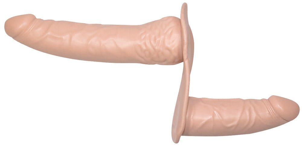 Dobbelt strap-on dildo med kort og lang TPR-dildo