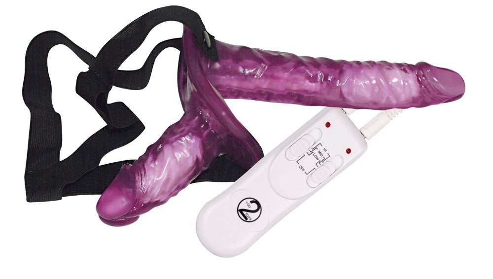 You2Toys double vibrator strap-on duo med to lilla vibratorer