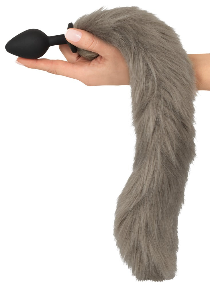 You2Toys Fluffy Tail Grey med grå hale og sort plug
