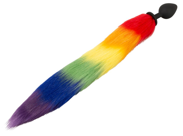You2Toys fluffy tail plug i sort og regnbue